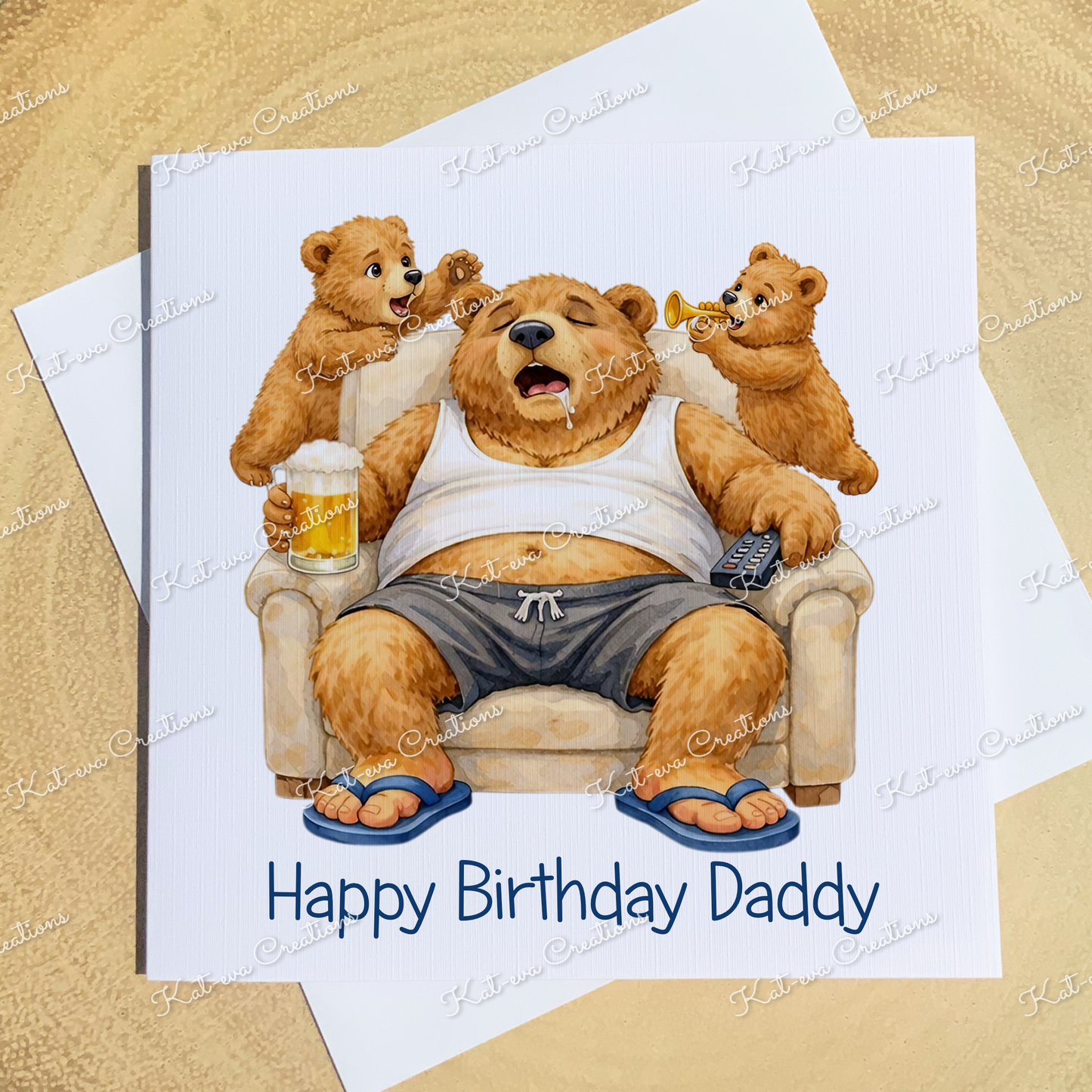 papa bear and cubs card