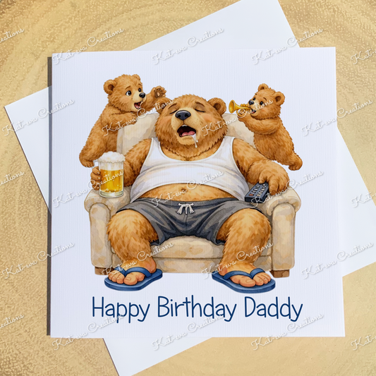 papa bear and cubs card