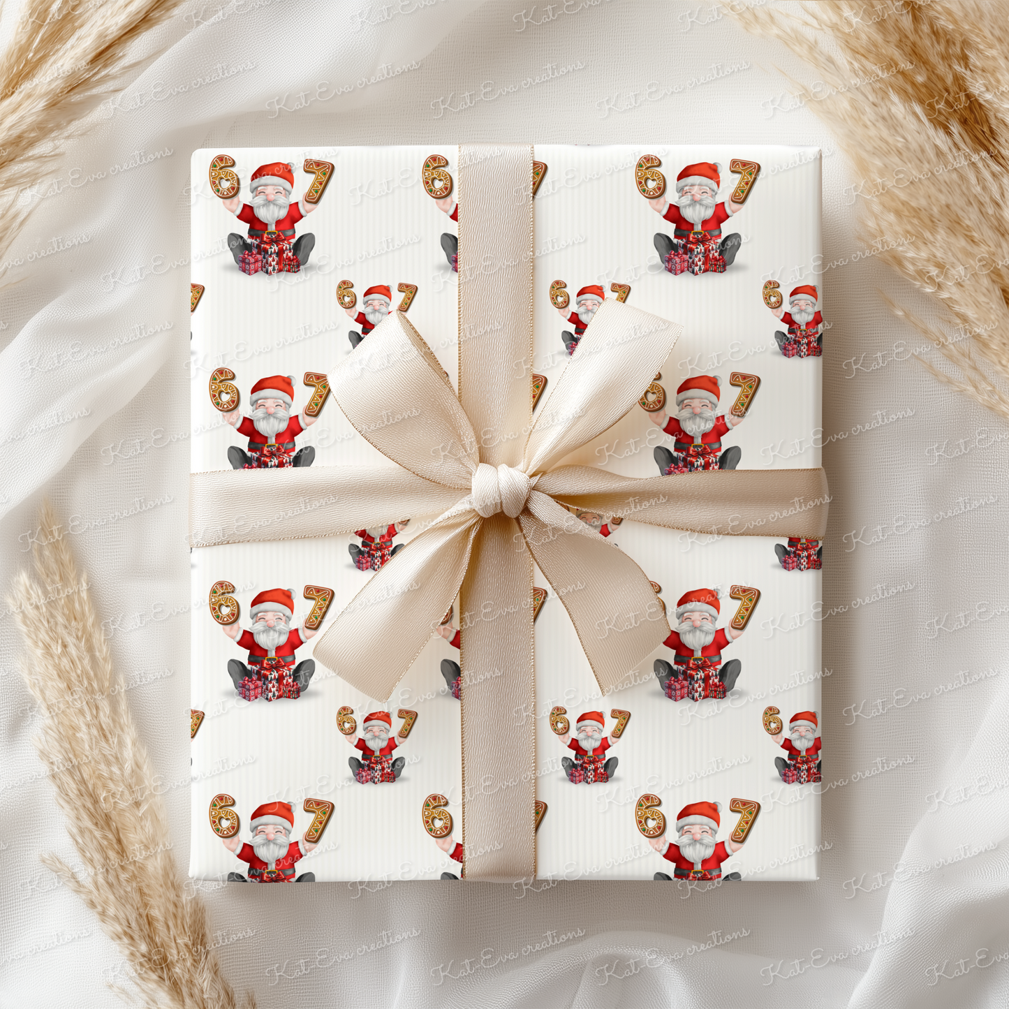 67 6 7 santa Christmas wrapping paper
