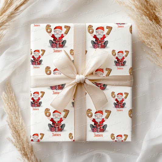 67 6 7 santa Christmas wrapping paper