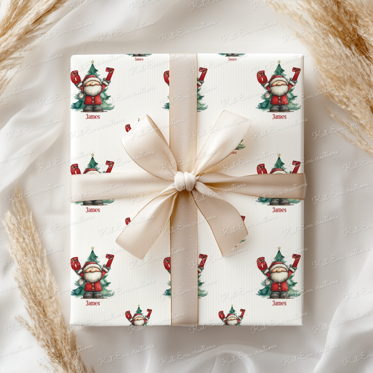 67 6 7 santa Christmas wrapping paper