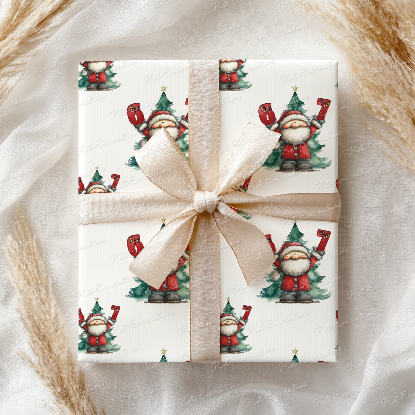 67 6 7 santa Christmas wrapping paper