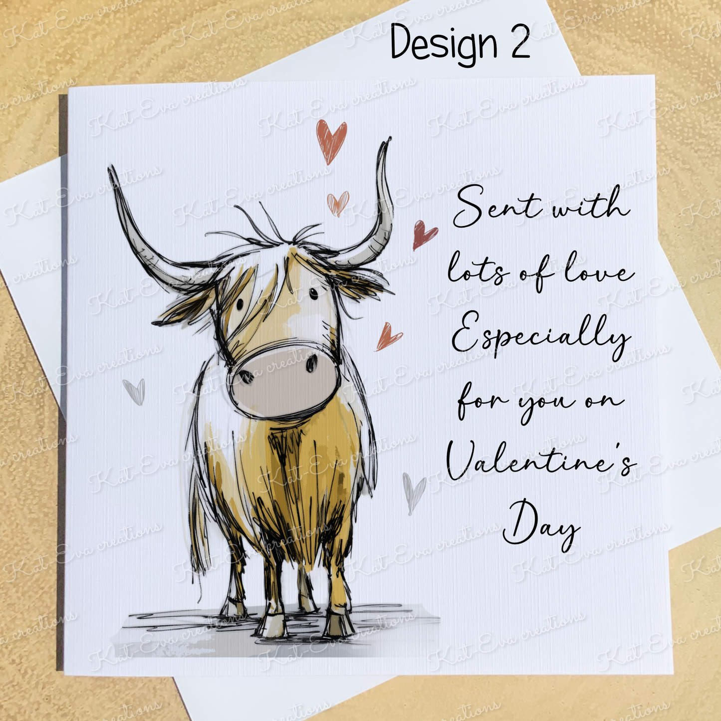 sketchy highland cow card (lots of different cows available) ideal for birthday or valentines day